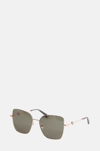 Lunettes de soleil roses d'Astrid Black Label avec monture dorée et détails de logo subtils sur les branches.