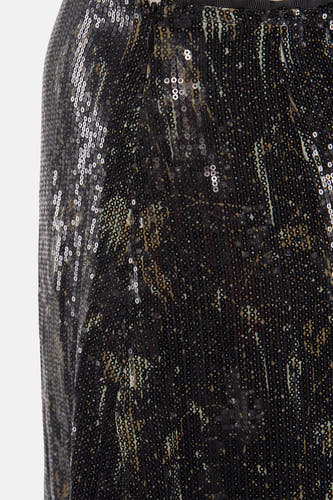 Robe noire d'Astrid Black Label, avec paillettes et un motif camouflage.