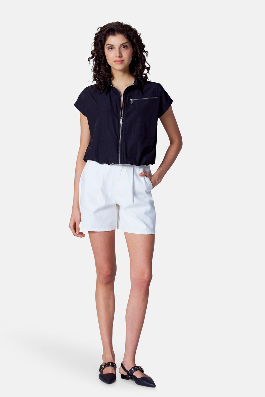 Blouse à manches courtes - Noir