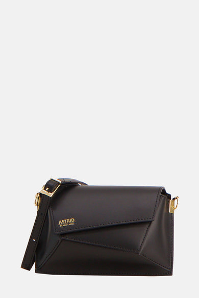 Sac à dos noir Astrid Black Label, avec des détails dorés et une sangle d'épaule ajustable.