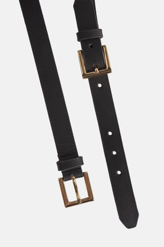 Ceinture noire Astrid Black Label avec boucle dorée.