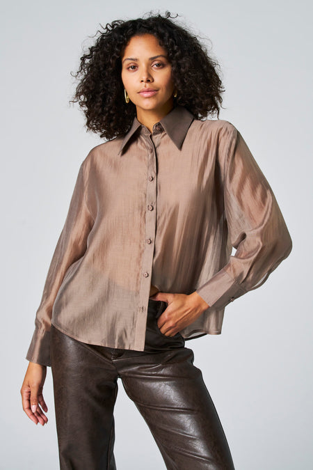 Blouse à manches longues - taupe