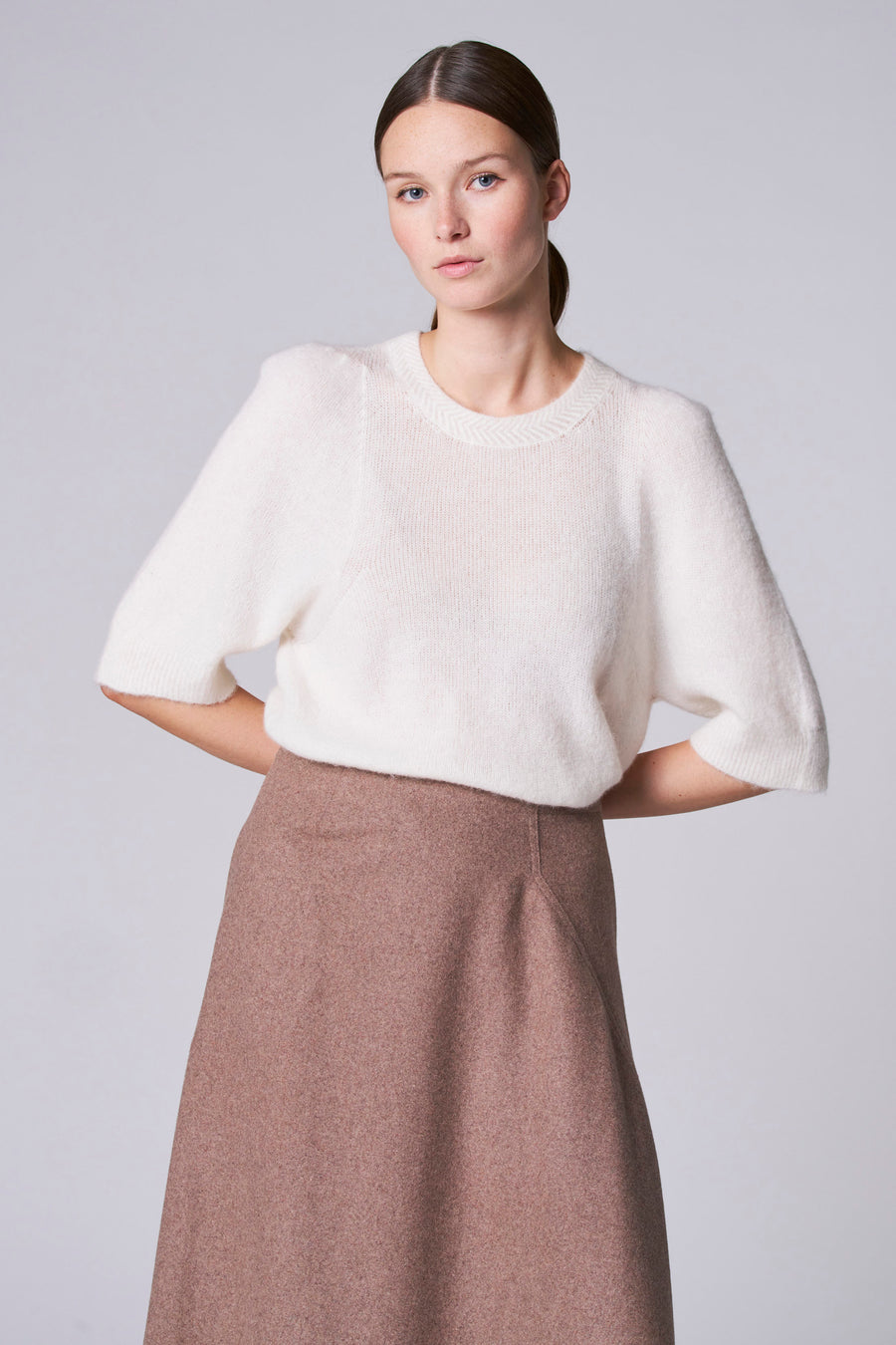 Pull à col rond - blanc - Astrid Black Label