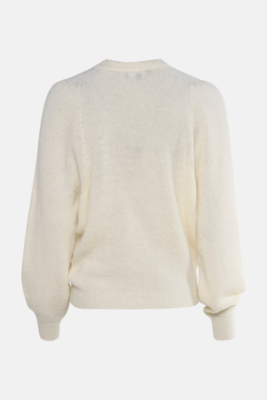 Tunique écru avec col rond d'Astrid Black Label, avec longues manches et texture fine trée.