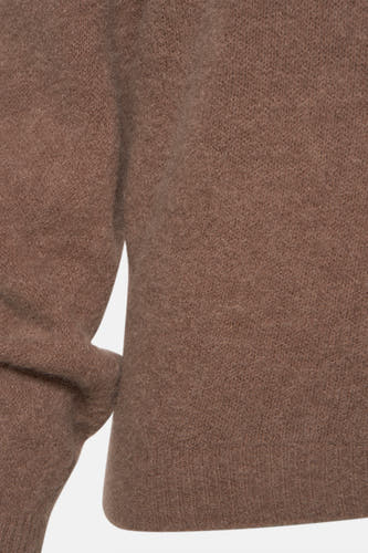 Veste taupe avec col rond d'Astrid Black Label, en tissu finement tricoté.
