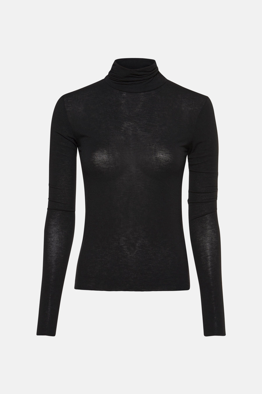 T-shirt noir à longues manches d'Astrid Black Label, avec un col et en tissu fin.