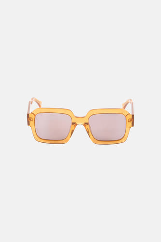 Lunettes de soleil orange Astrid Black Label avec une monture rectangulaire et des verres foncés.