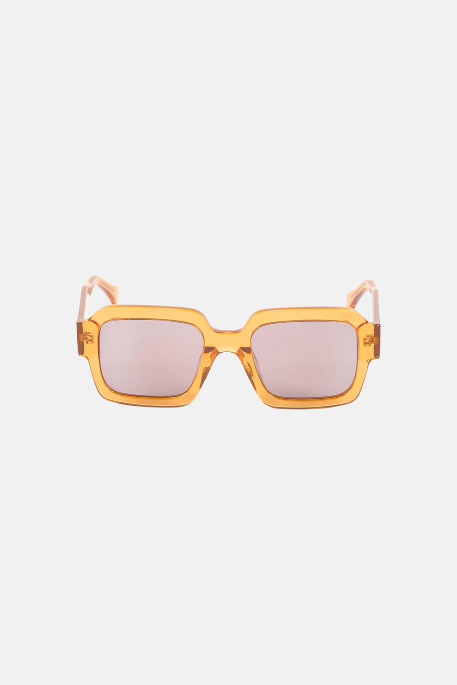 Lunettes de soleil orange Astrid Black Label avec une monture rectangulaire et des verres foncés.