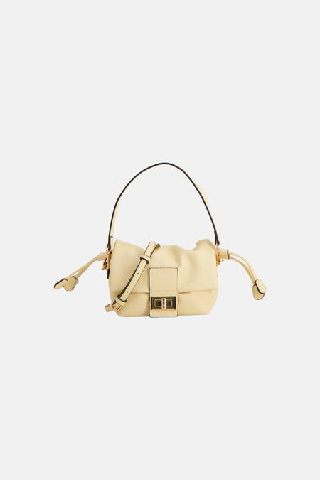 Sac à bandoulière jaune Astrid Black Label, avec détails à cordon de serrage et une courte bandoulière.