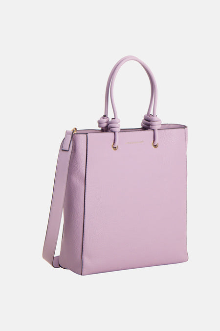 Sac à bandoulière violet Astrid Black Label, avec une texture grainée, une bandoulière et de courtes poignées avec des détails de nœuds.