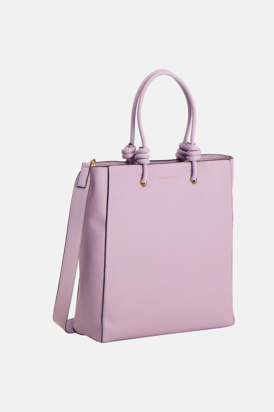 Sac à bandoulière violet Astrid Black Label, avec une texture grainée, une bandoulière et de courtes poignées avec des détails de nœuds.