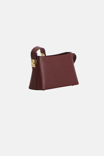 Sac à bandoulière Bordeaux d'Astrid Black Label avec fermeture dorée et texture subtile.