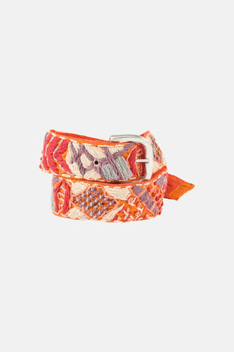 Ceinture multicolore Astrid Black Label, avec motifs brodés et boucle argentée.