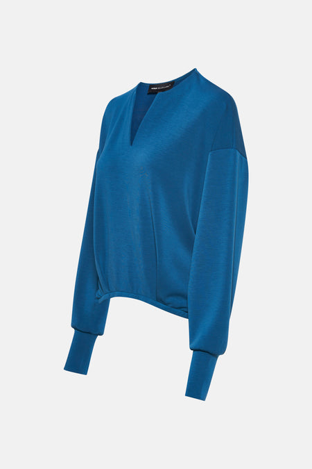 Pull à col en V - bleu