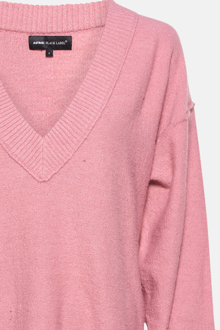 Pull à col en V - rose