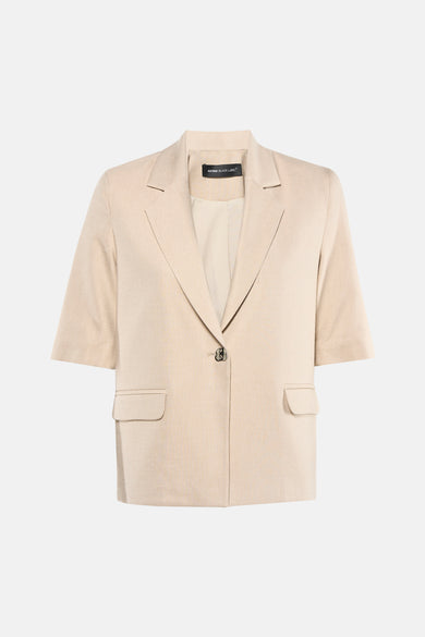 Blazer écru Astrid Black Label, à manches courtes, fermeture à un bouton et poches plaquées.