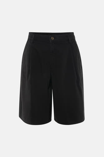 Bermuda noire Astrid Black Label avec plis sur le devant, fermeture à bouton et jambes larges.