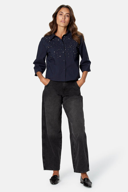 Blouse à manches 3/4 - bleu