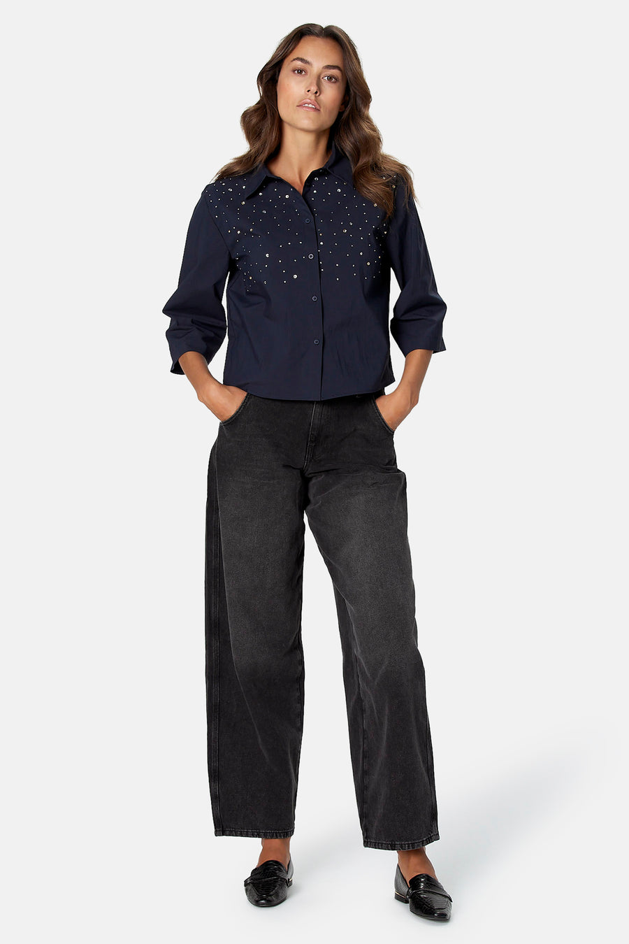 Blouse à manches 3/4 - bleu