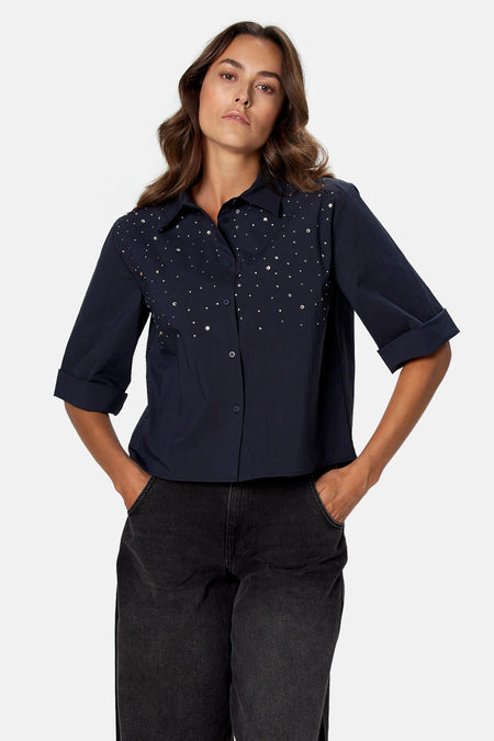 Blouse à manches 3/4 - bleu