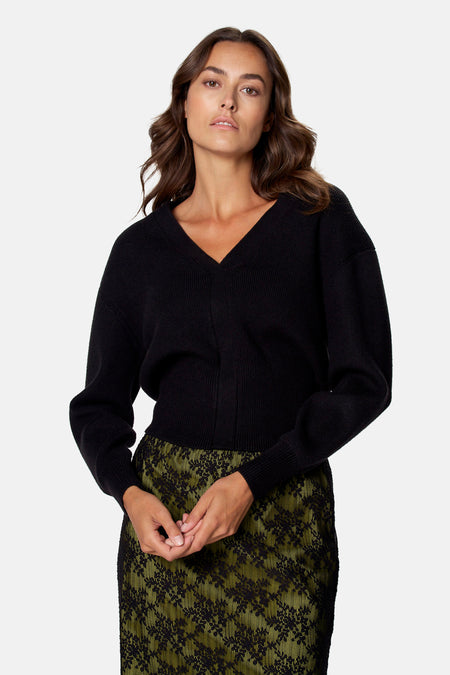 Pull col V - noir