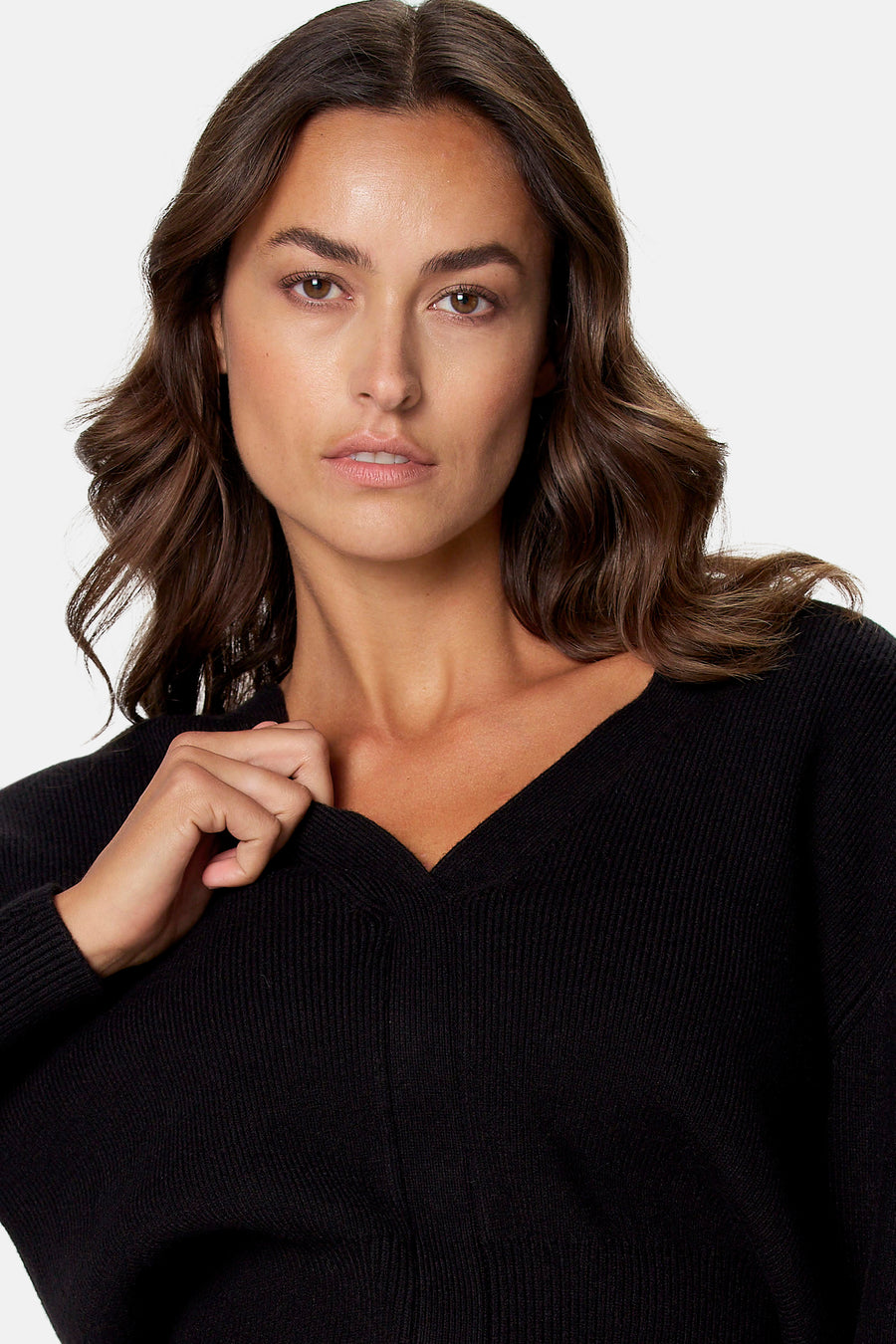 Pull col V - noir