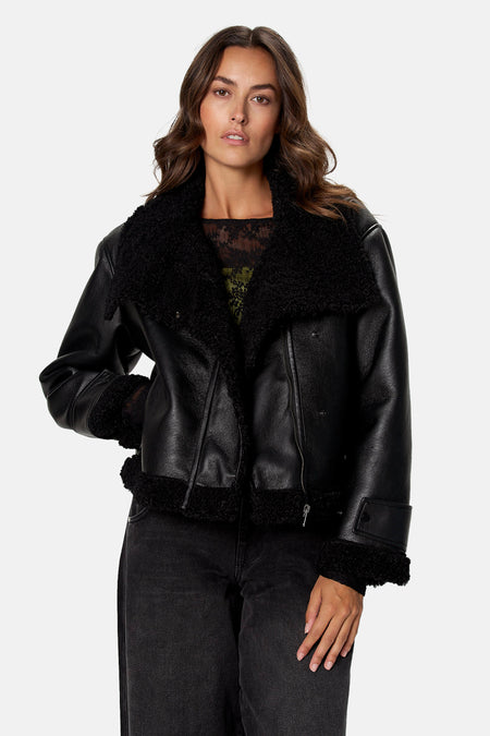 Veste en similicuir - noir