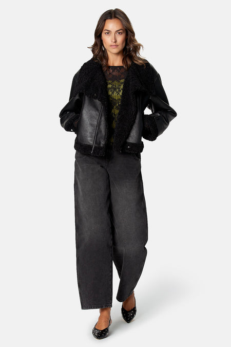 Veste en similicuir - noir