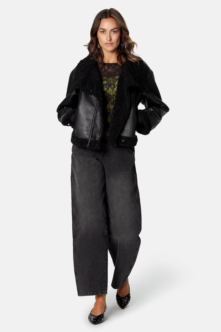 Veste en similicuir - noir