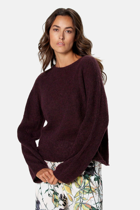 Pull col O - Bordeaux