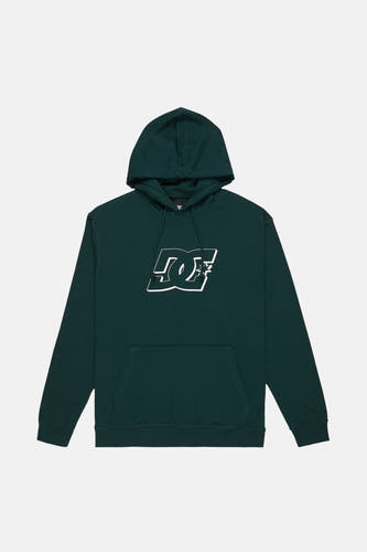 Sweater vert avec capuche DC SHOES, avec logo blanc sur la poitrine et une poche kangourou.