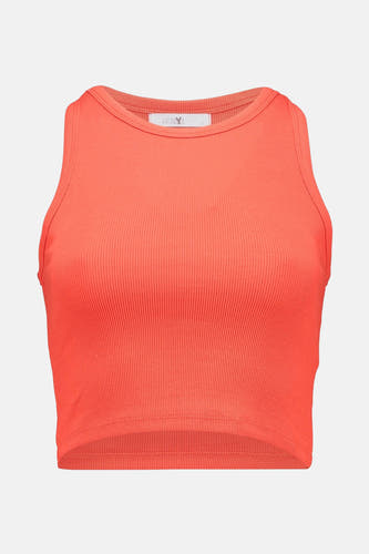Maillot orange de HAILYS, avec une texture rayée et un design sans manches.