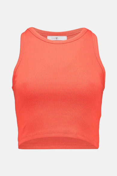 Maillot orange de HAILYS, avec une texture rayée et un design sans manches.