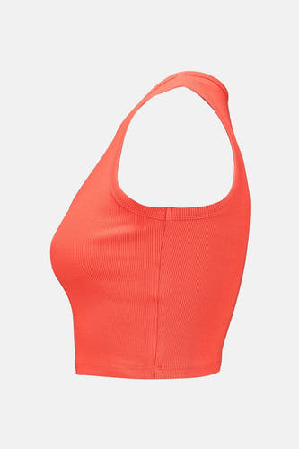 Maillot orange sans manches de HAILYS, avec une texture rayée et un col rond.