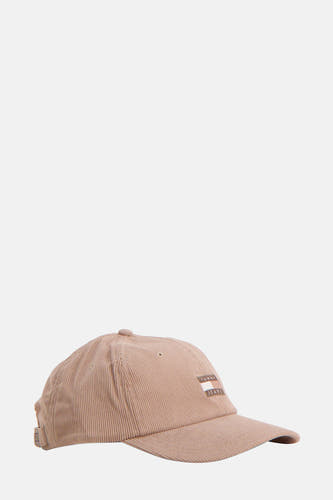 Chapeau beige de TOMMY JEANS, en tissu corduroy avec le logo sur l'avant.