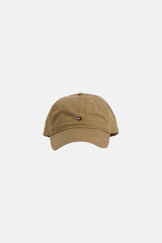 Casquette verte TOMMY JEANS, avec une sangle réglable à l'arrière et le numéro '85'.