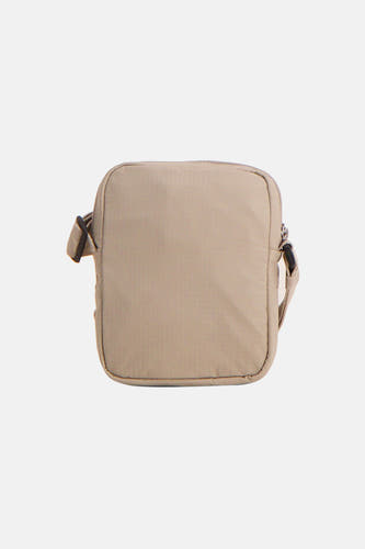 Beige schoudertas van TOMMY JEANS, met subtiel rasterpatroon en verstelbare schouderband.