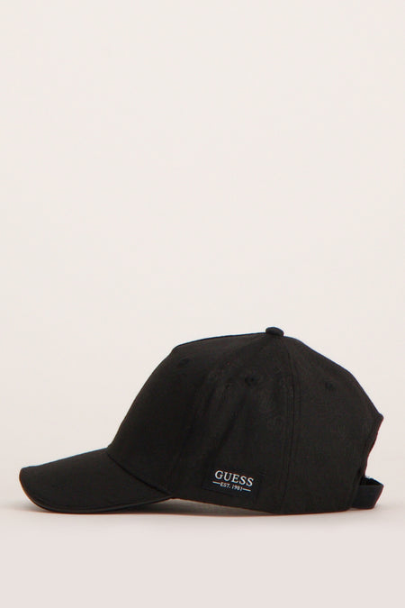 Chapeau noir de Guess avec une bande réglable à l'arrière.