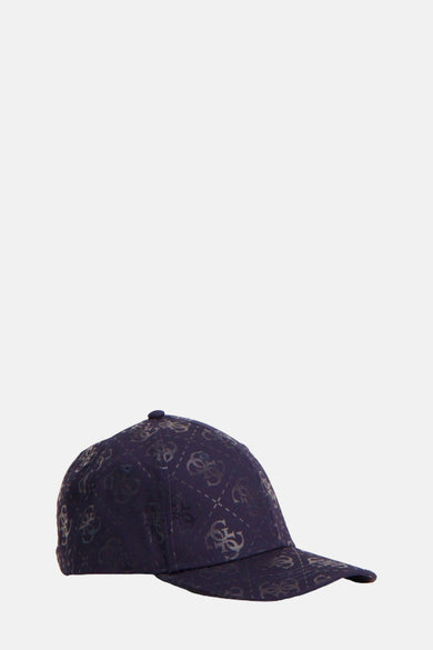 Chapeau bleu de Guess avec un motif subtil et sombre de logos.