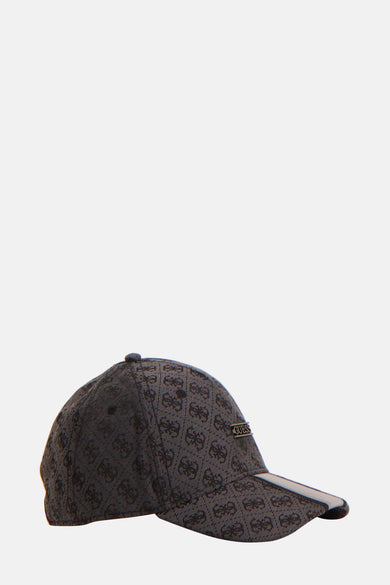 Chapeau noir de Guess avec un motif de logo subtil et une bordure légère.
