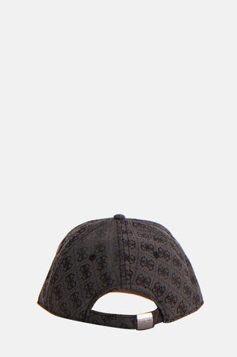 Zwarte pet van Guess®, met een herhalend logo patroon, verstelbare band aan de achterkant.