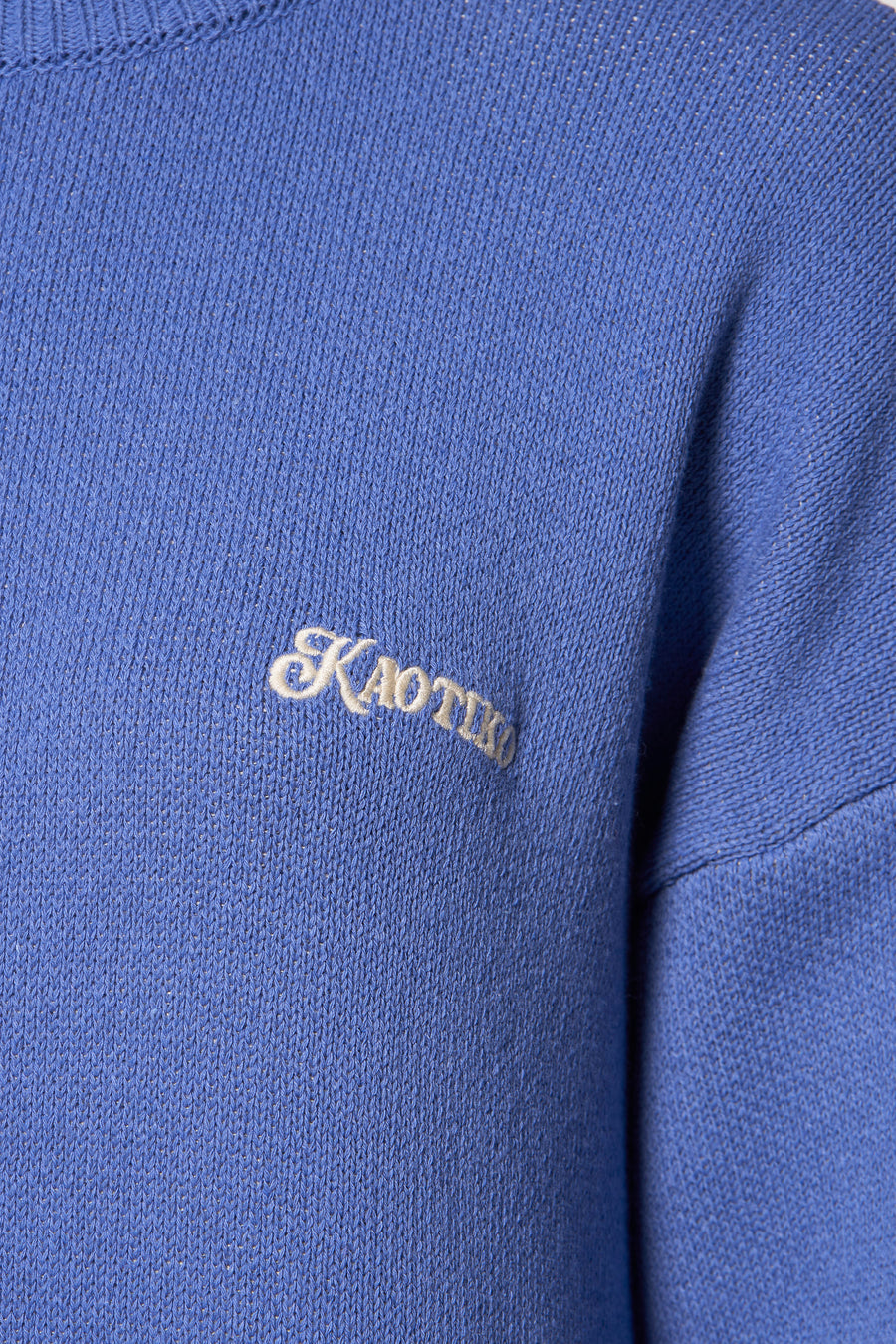 Pull à col rond - bleu - KAOTIKO
