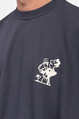 Gilet bleu de KAOTIKO, avec une impression blanche d'un shaker à cocktails et d'un verre à cocktails.