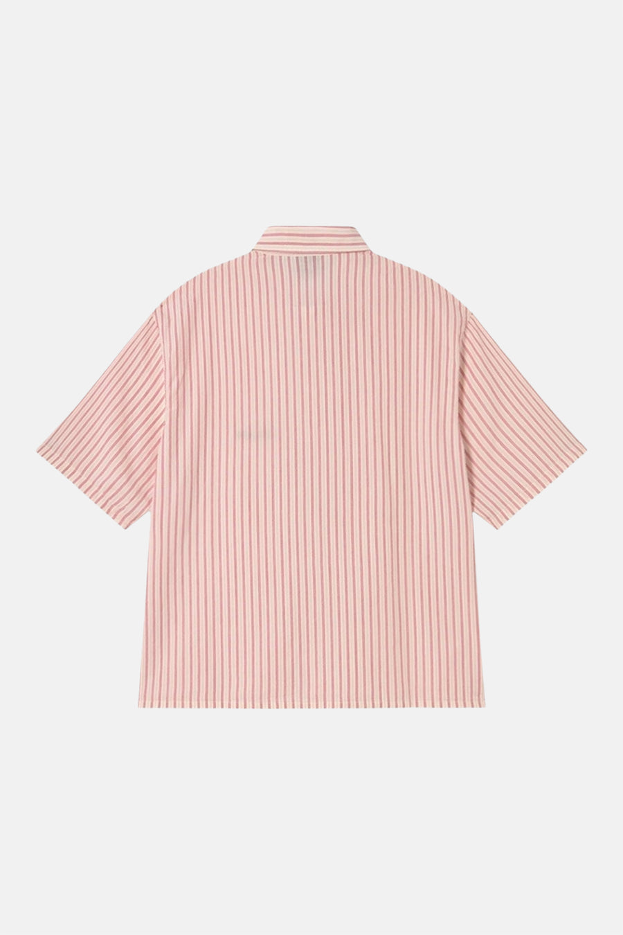 Chemise rayée rose de KAOTIKO, à manches courtes et col classique, vue de dos.