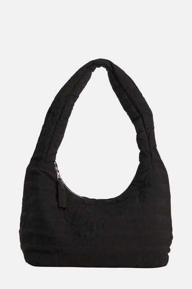 Sac à dos noir de TOMMY JEANS, avec une texture effilochée et une fermeture éclair.