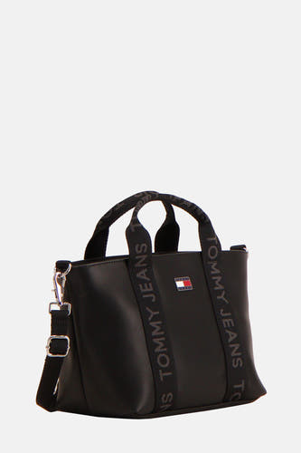 Sac à dos noir de TOMMY JEANS avec des anses en tissu et des détails métalliques argentés.