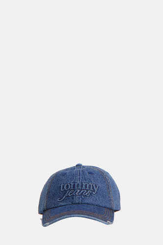 Denim pet mid blue van TOMMY JEANS, met geborduurd logo op de voorkant.