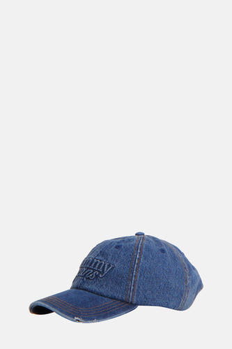 Chien en denim bleu moyen de Tommy Jeans, avec du texte brodé.