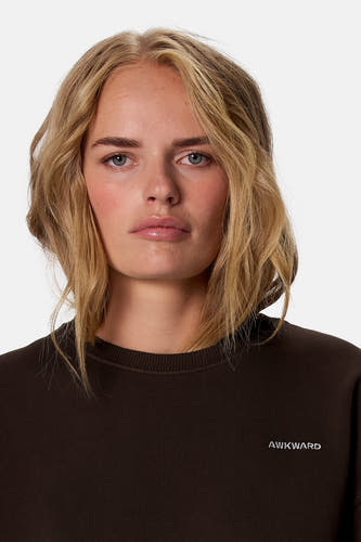 Sweat col O - brun