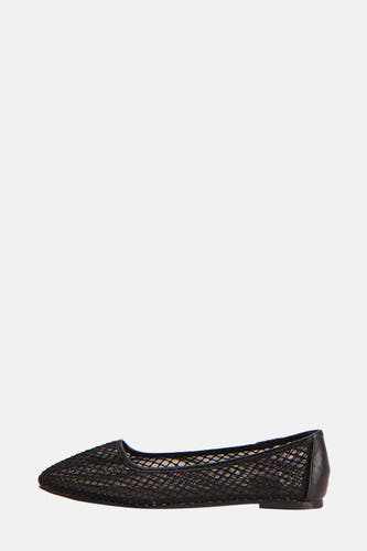 Ballerines noires de ZEB STYLE LAB, avec une structure filetée et un talon plat.